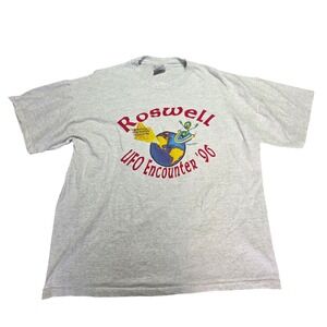 Tuf Threads Vintage 1996 Roswell UFO Encounter Tee Light Gray‎ XXL Alien Graphic